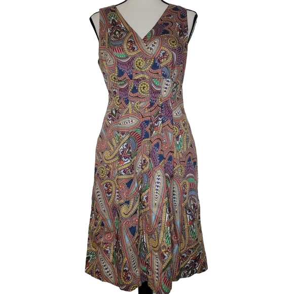 Tommy Hilfiger Womens Paisley Mock Neck Dress Blue Size 14 main image 1